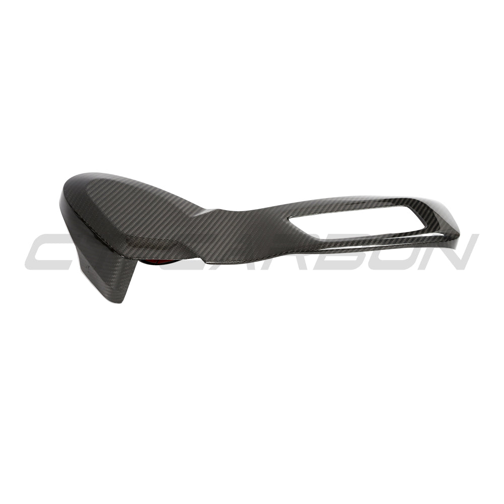 BMW G42 2 Series 2022+ carbon fiber seat control cover by CT Carbon, showing sleek, textured carbon fiber accessory on car seat controls.