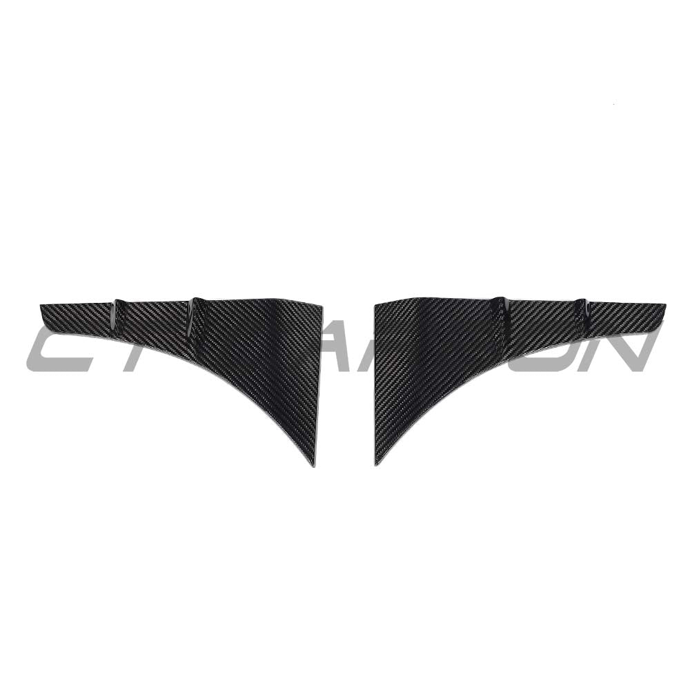 CT Carbon Audi RS3 8Y 2022+ carbon fibre front fender trim accessory, showcasing sleek, textured carbon fibre design on vehicle.