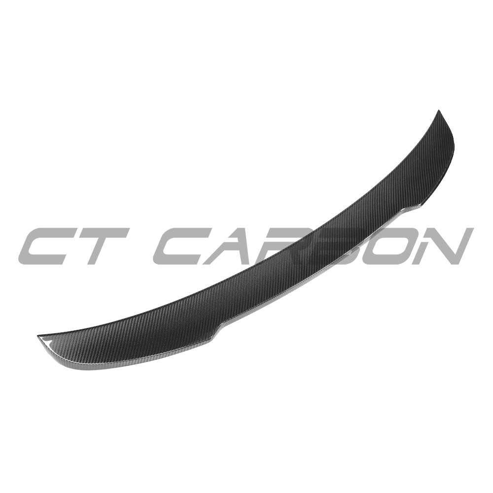 CT Carbon spoiler for Audi A5/S5/RS5 B9.5 Sportback 2016-2024, featuring sleek carbon fiber design on car's rear hatch.