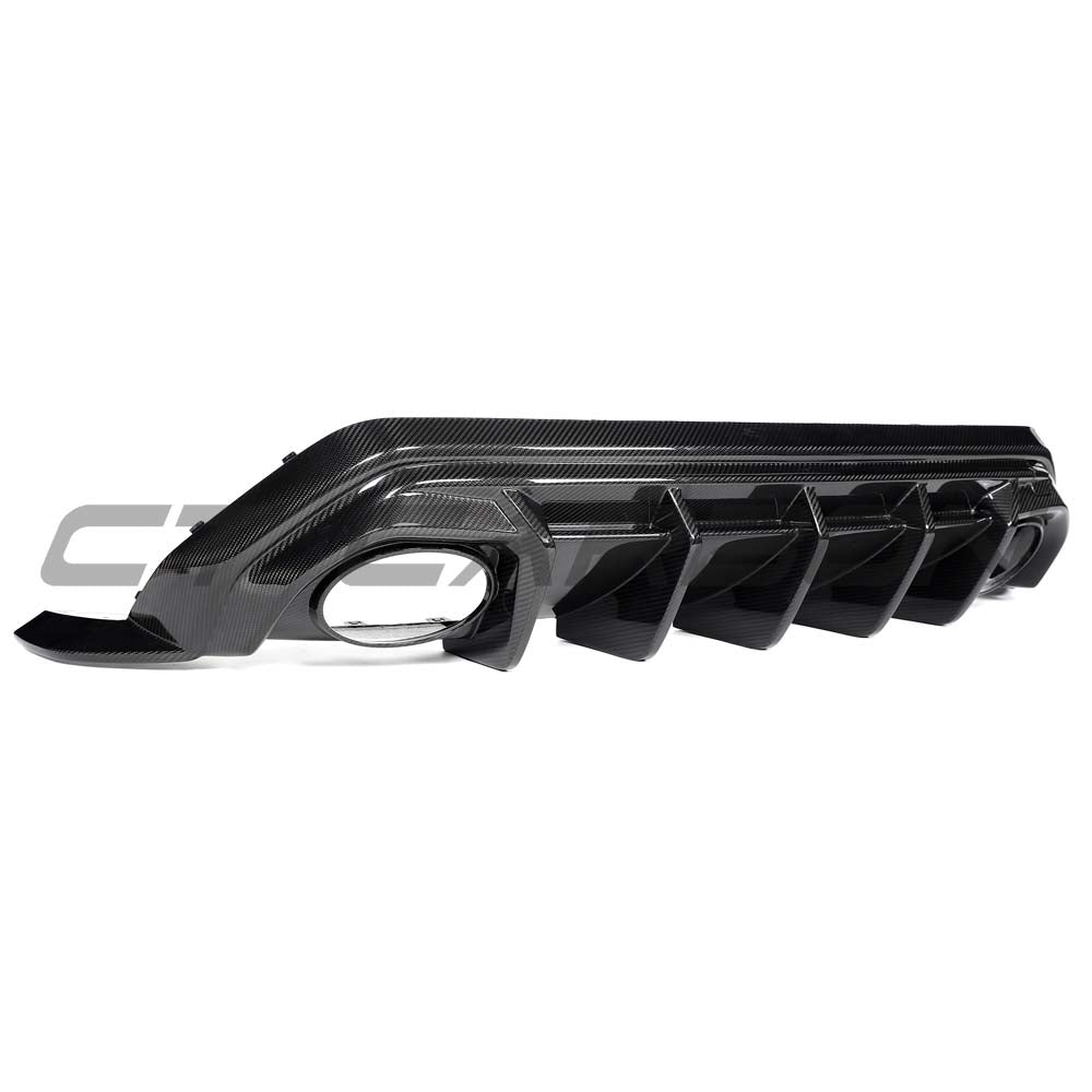 Audi RS3 8Y Sportback 2025+ carbon fibre rear diffuser by CT Carbon, showcasing sleek aerodynamic design and detailed craftsmanship.