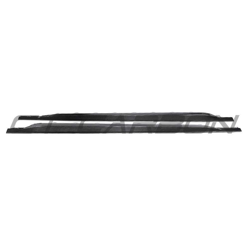Audi RS3 8Y 2022+ carbon fibre side skirts by CT Design V2, showcasing sleek, aerodynamic side panel enhancements.