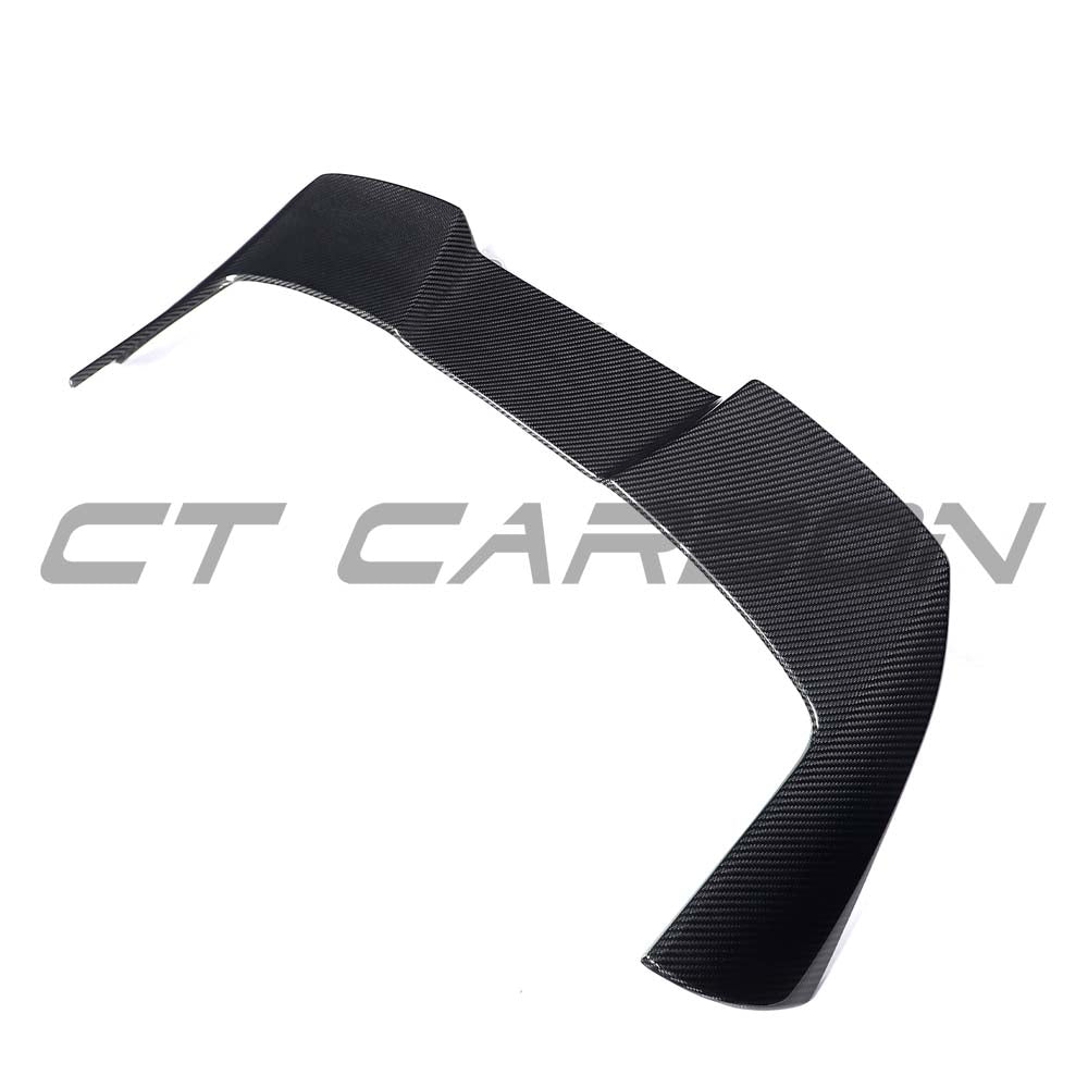 Carbon fiber spoiler for Audi A3/S3/RS3 8Y 2022+ Sportback by CT Carbon, shown on the car's rear with sleek aerodynamic design.