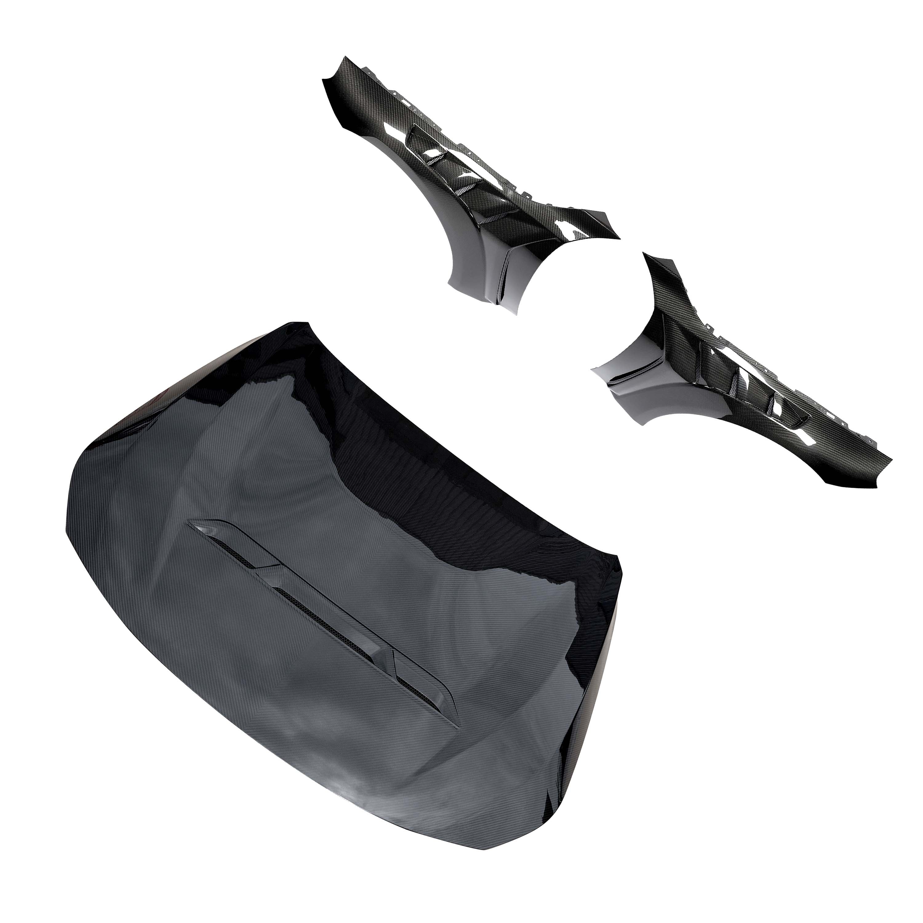 BMW G87 M2 full carbon fiber front end pack with bonnet and fender kit, featuring lightweight, high-performance CT Carbon design.