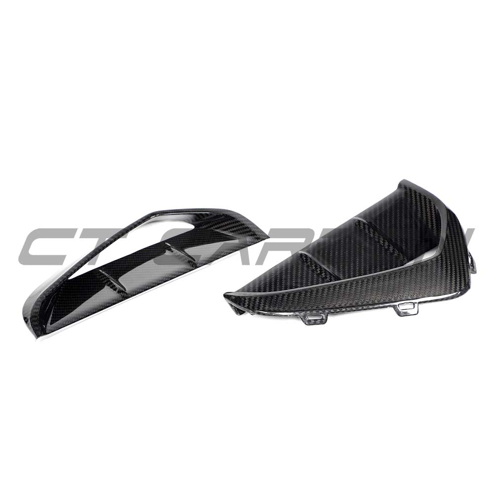 CT Carbon Audi RS3 8Y 2025+ carbon fibre front bumper vents, automotive accessories for sporty styling and improved aerodynamics.
