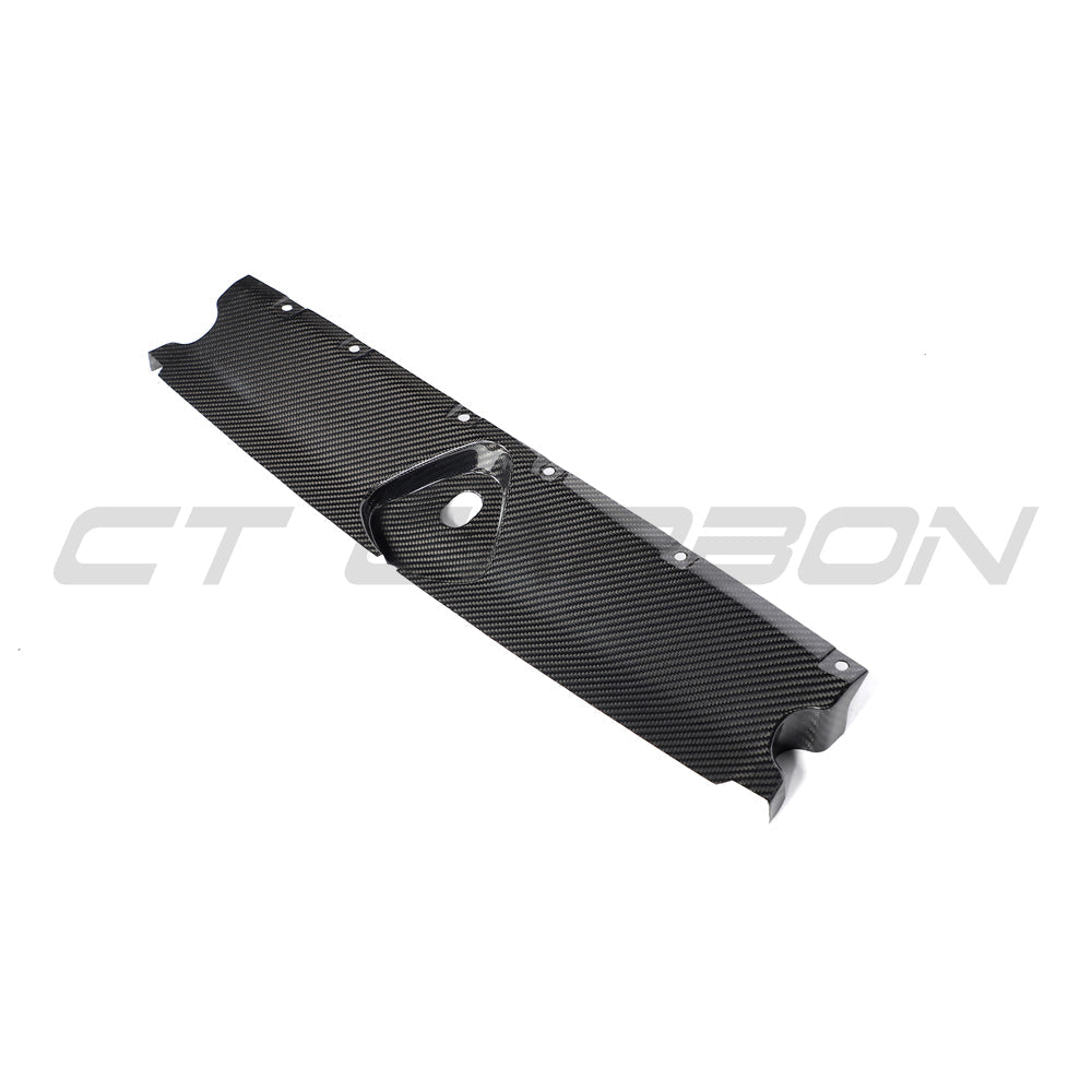 Carbon fibre engine bay scuttle trim for Audi RS3 8Y 2020+ by CT Carbon, shown installed in the engine compartment.