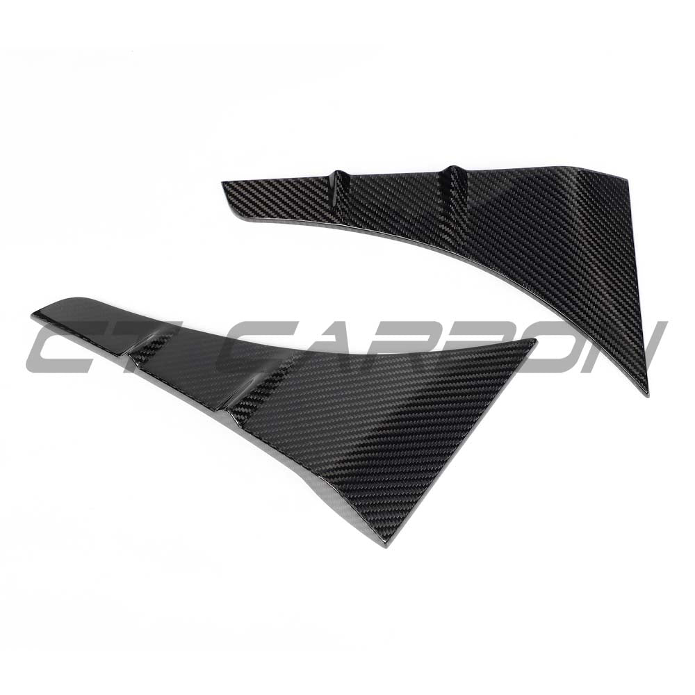Audi RS3 8Y carbon fibre front fender trim by CT Carbon, close-up of sleek, lightweight car accessory for enhanced style.