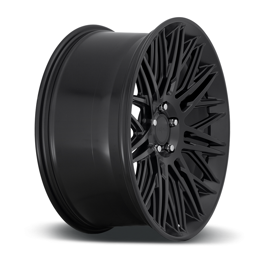 Rotiform JDR black and matte anthracite alloy wheels with multi-spoke design, shown from a side angle.