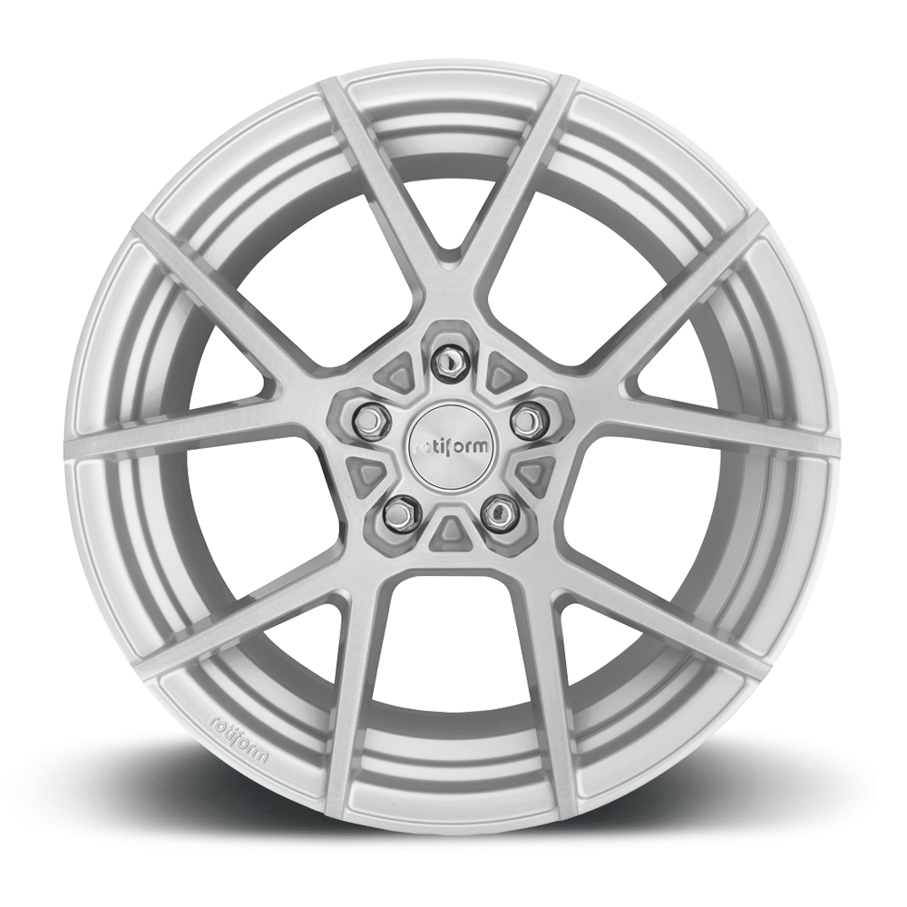 Rotiform KPS wheels in 19x10 size with brushed face and silver face finish, featuring a sleek, modern design for vehicles.