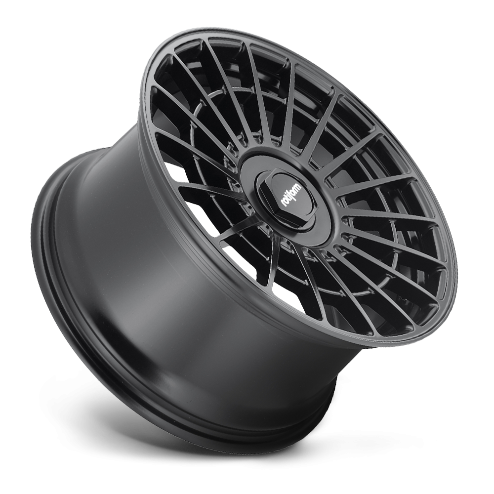 Rotiform LAS-R wheels in 19x10 black finish, showcasing sleek, modern design with multi-spoke pattern for vehicle enhancement
