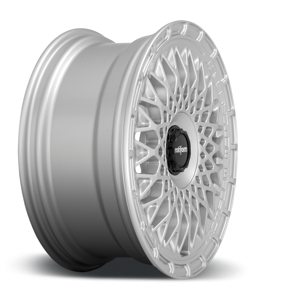 Silver Rotiform LHR-M wheels in 19-inch size with black accents, featuring a sleek multi-spoke design and polished finish.