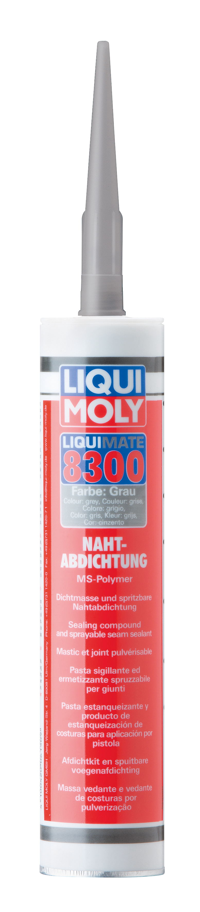 Liqui Moly Liquimate 8300 seam sealant in 310ml tube, automotive adhesive and sealant for waterproof repairs.