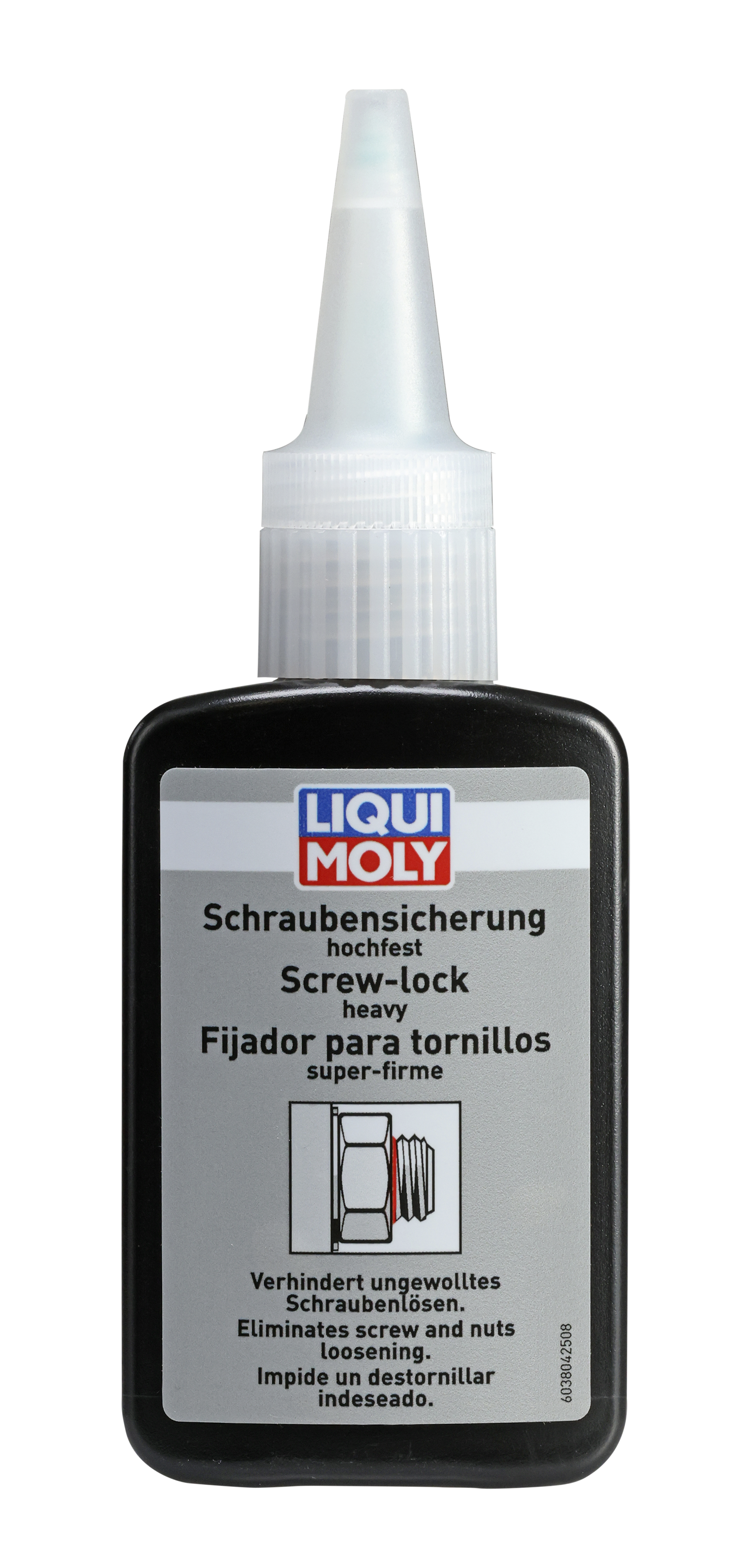 Liqui Moly High Strength Screw Retainer adhesive tube for securing fasteners and bolts in automotive applications.