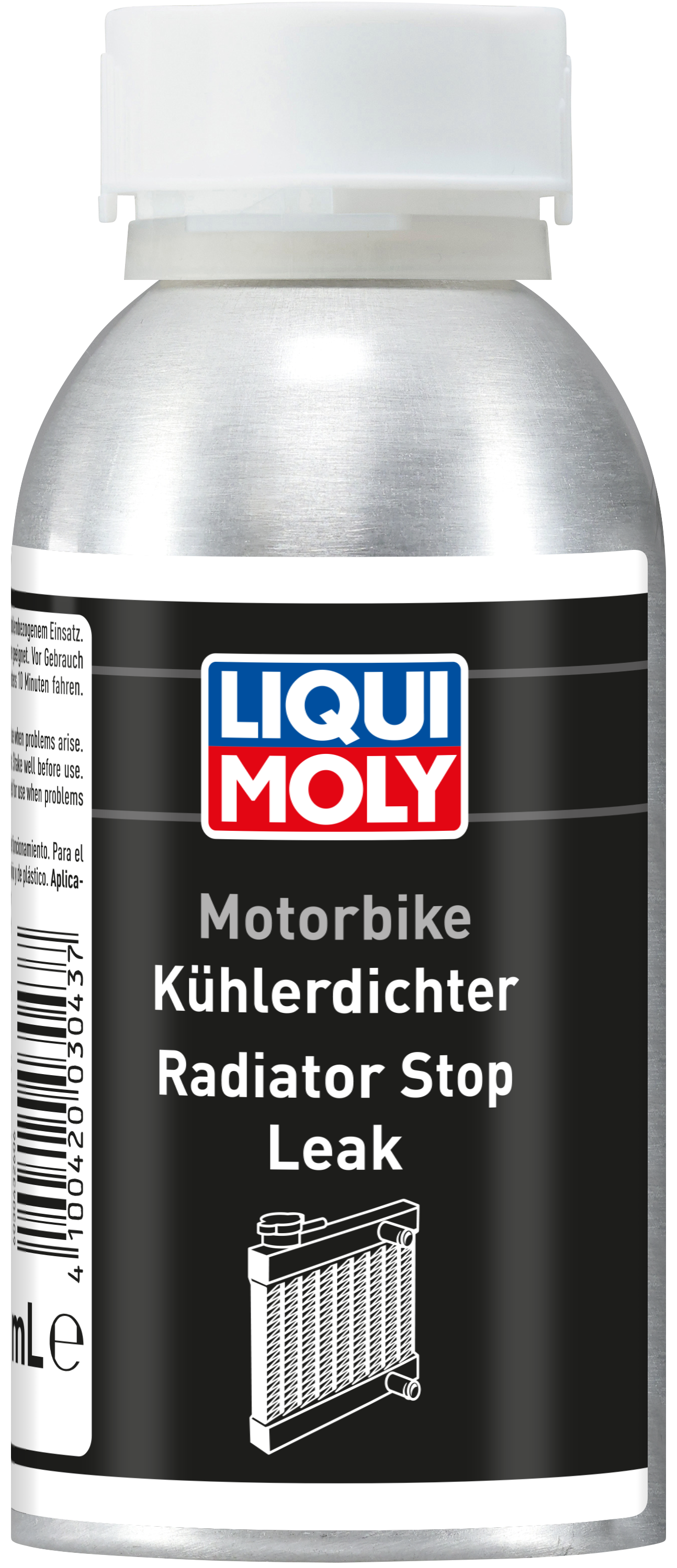 Liqui Moly Motorbike Radiator Stop Leak 125ml bottle, designed for motorcycle cooling system repairs and leak prevention.