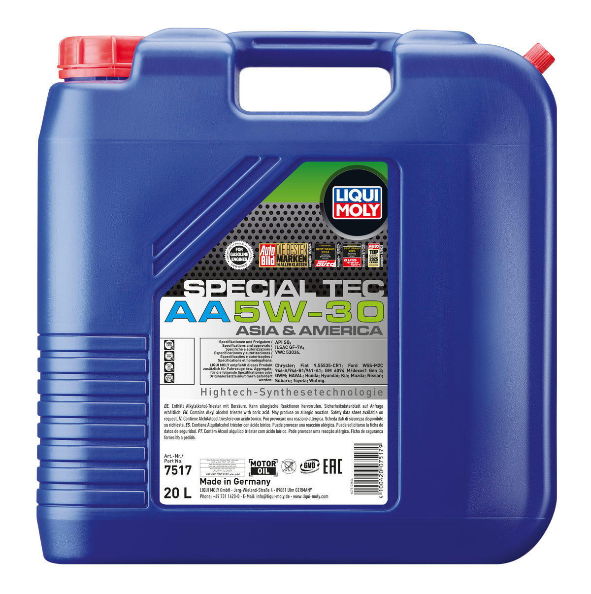 Liqui Moly Special Tec AA 5W-30 engine oil container, high-quality engine oil product with brand label and specifications visible.