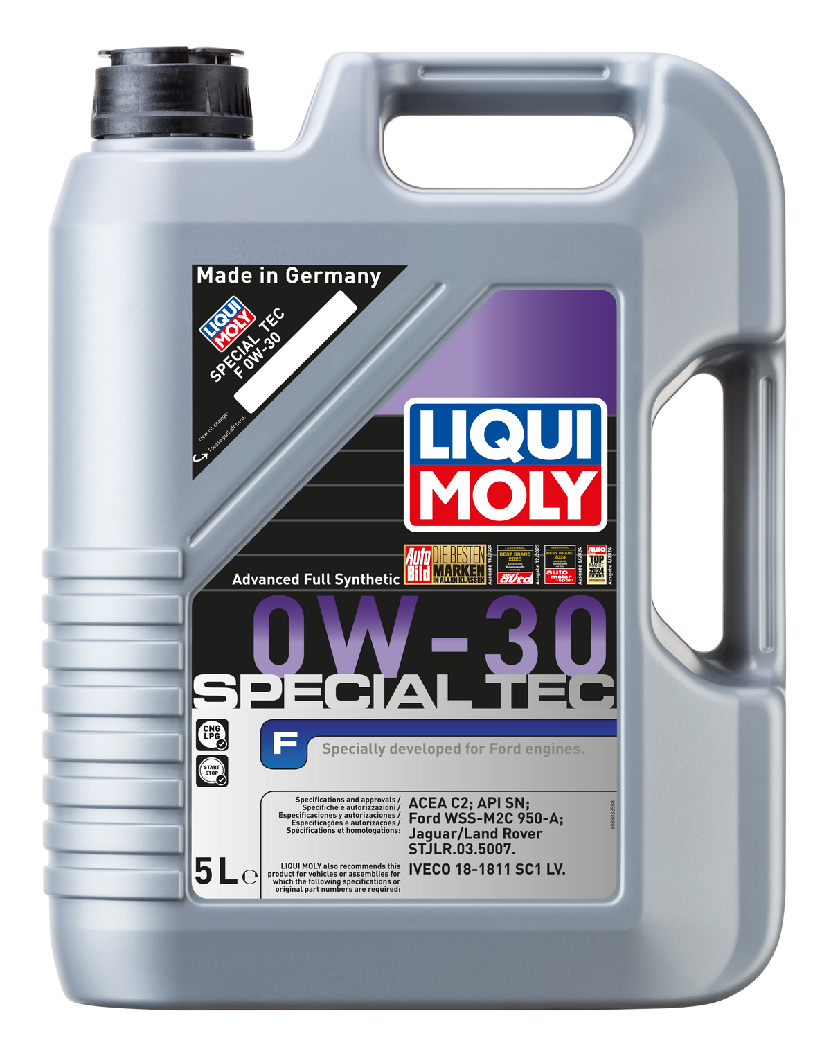 Liqui Moly Special Tec F 0W-30 engine oil container, high-quality motor oil for vehicle engine lubrication.