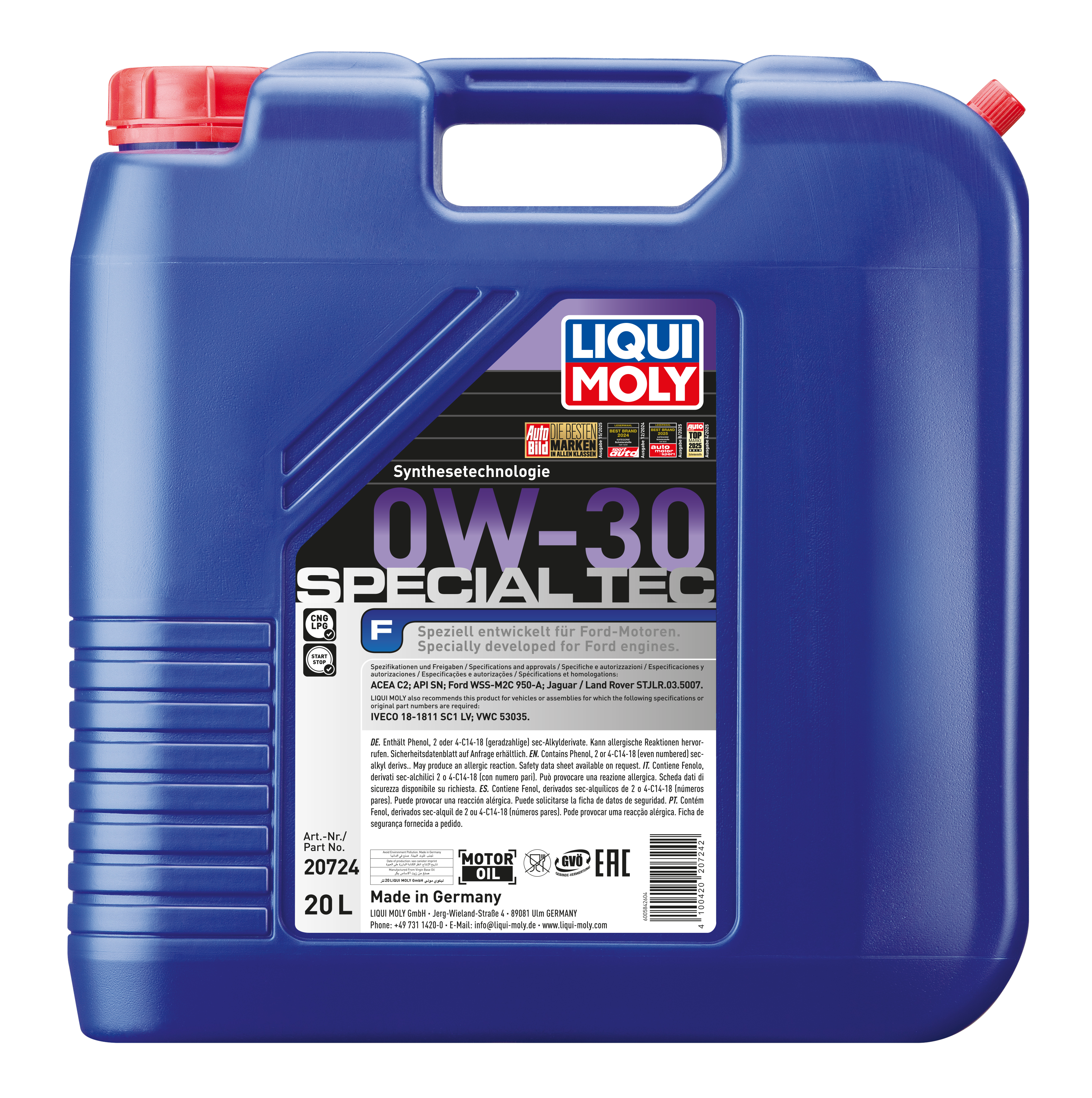 Liqui Moly Special Tec F 0W-30 engine oil bottle showing the black and yellow label with product details.