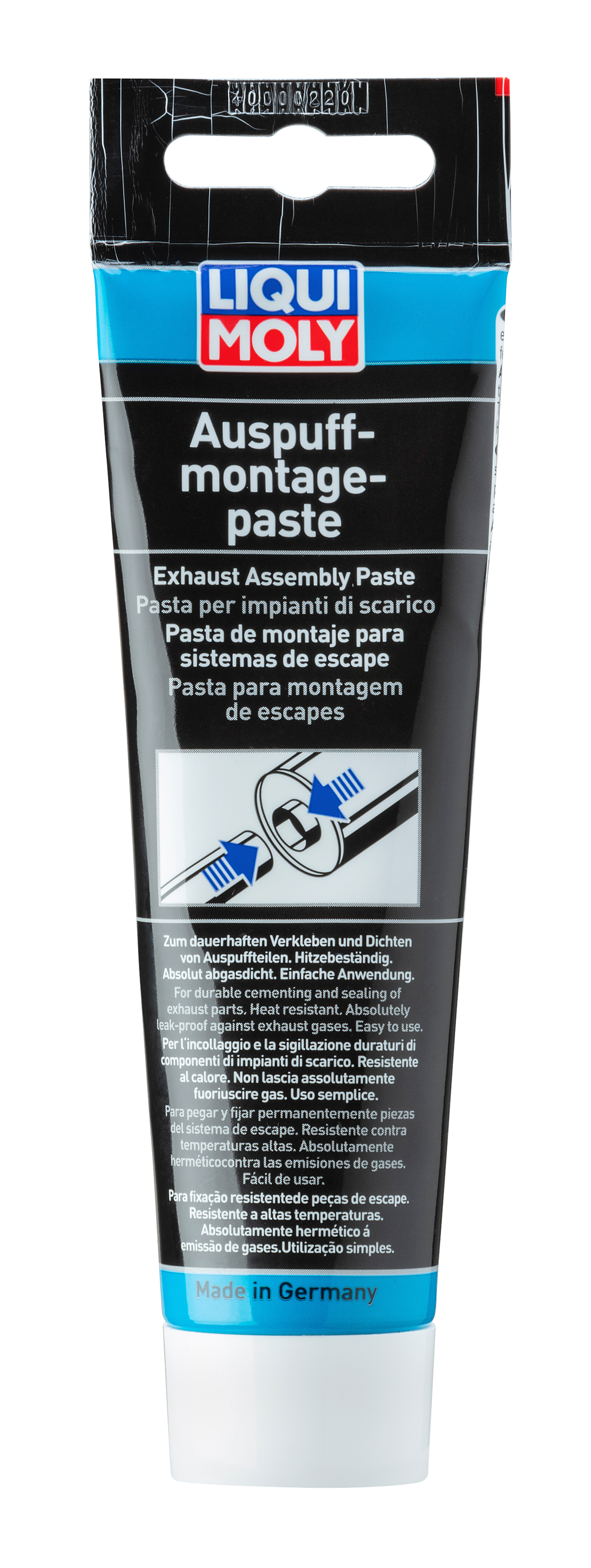 Liqui Moly Exhaust Assembly Paste 150g container, a grease and lubricant for exhaust system assembly and sealing.