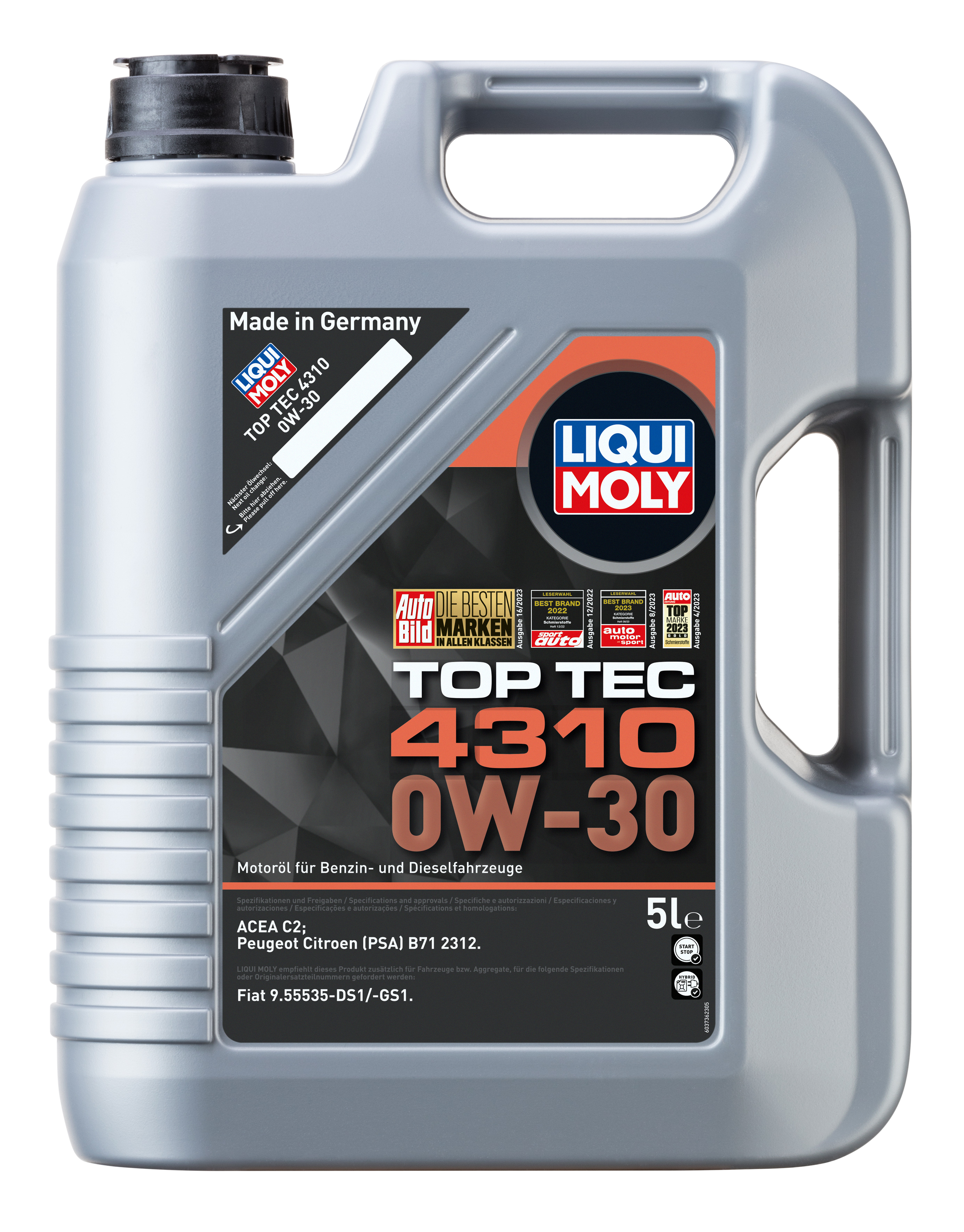 Liqui Moly Top Tec 4310 0W-30 engine oil container, high-performance motor oil for vehicle engines