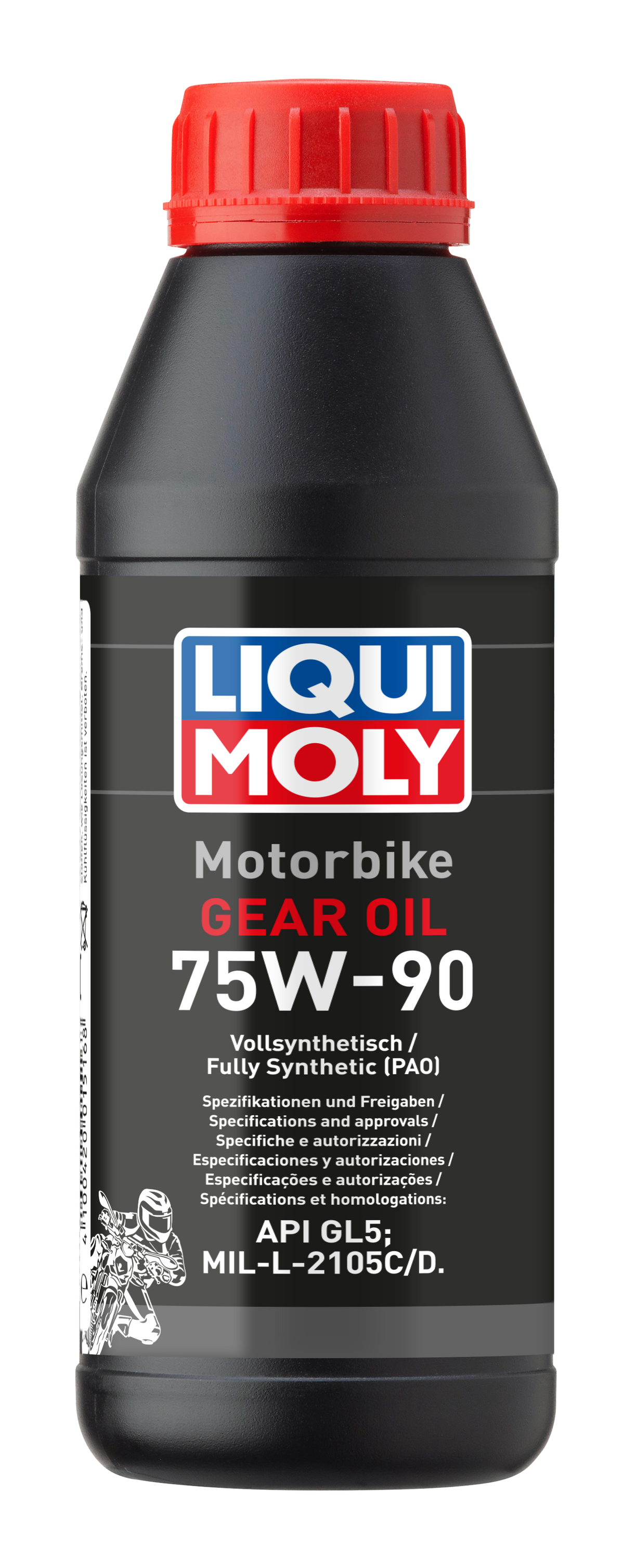 Liqui Moly Motorbike Gear Oil 75W-90 in a container, suitable for motorcycle gearboxes and transmissions.