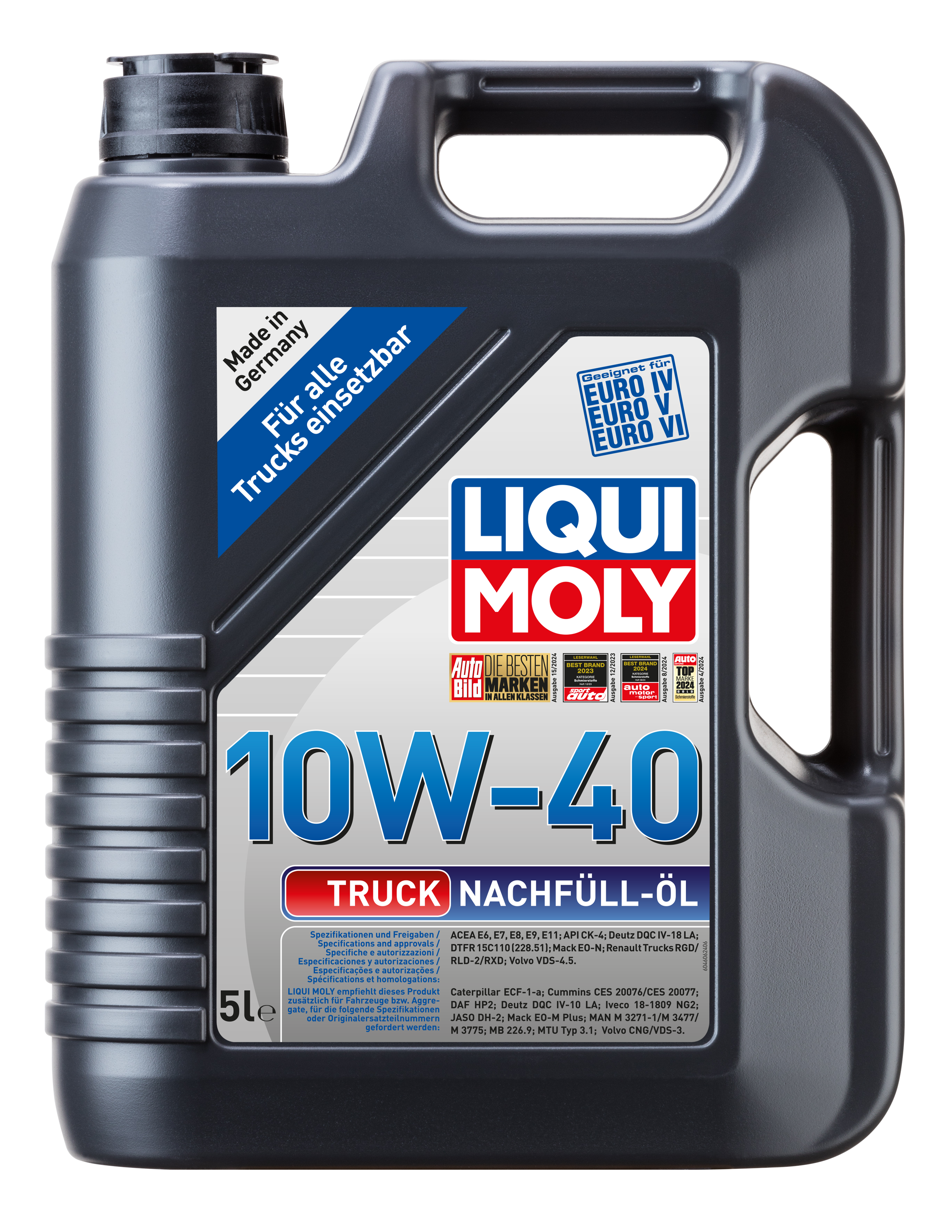 Liqui Moly Truck Top-Up Oil 10W-40 5L container for commercial and agricultural use with a white label and black cap