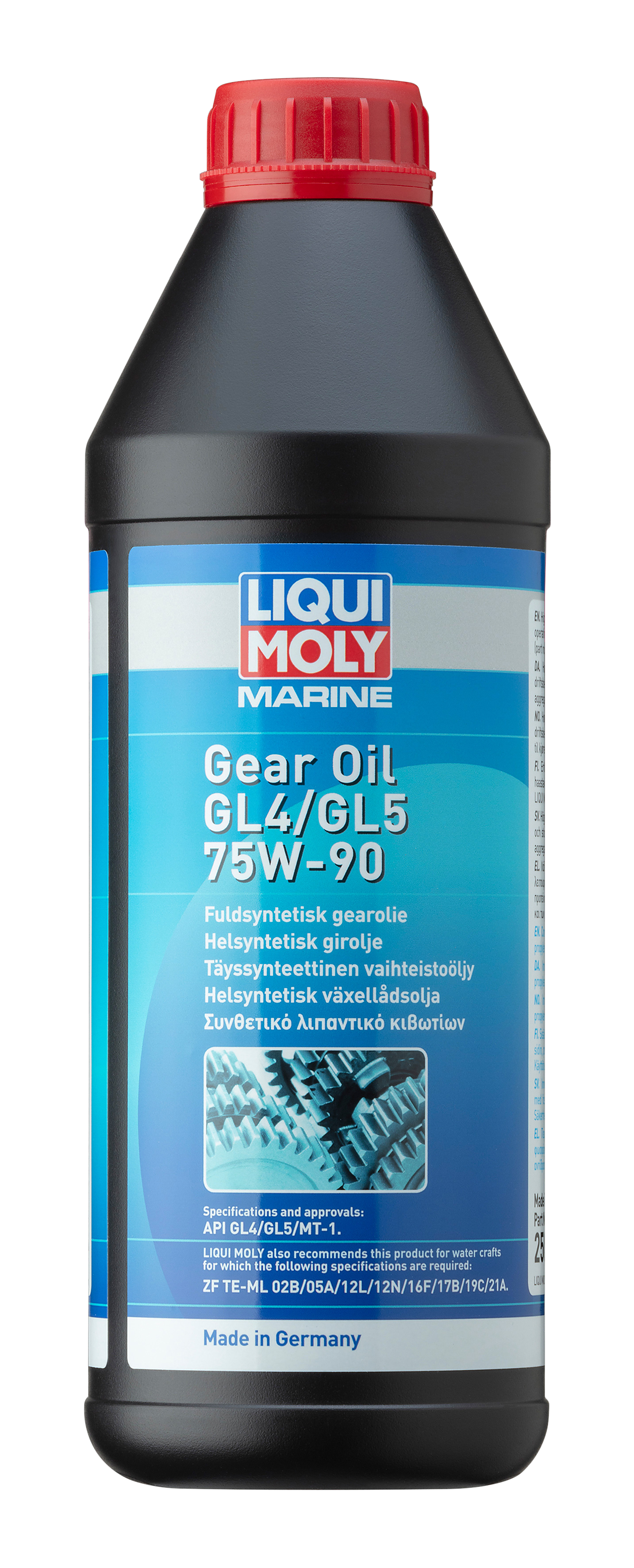 Liqui Moly Marine F/S Gear Oil GL4/GL5 75W-90 container, marine gear oil for transmission and gearbox lubrication