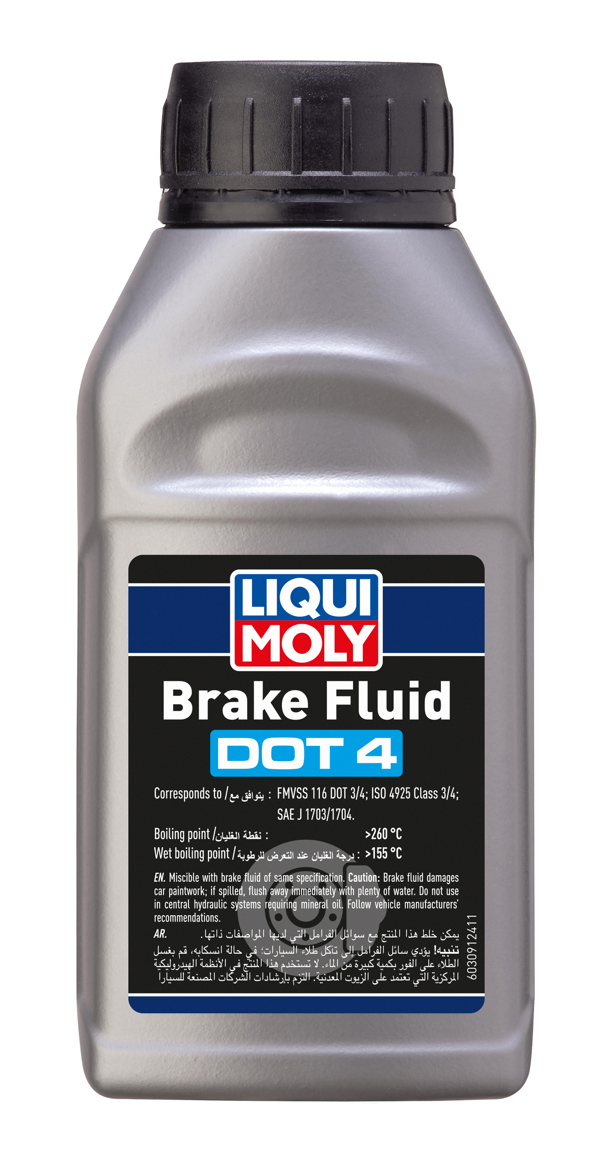 Liqui Moly Brake Fluid Dot 4 container with label, designed for automotive brake systems, showing the product and branding.