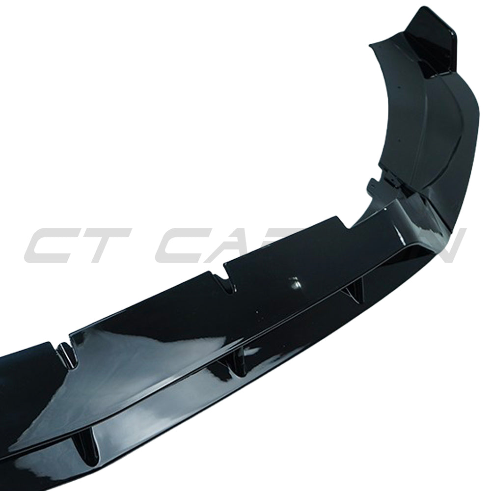 Mercedes W206 2021+ C-Class CT Carbon gloss black front end trim splitter showing sleek aerodynamic design.
