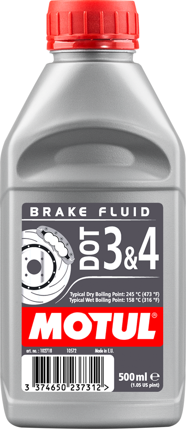 Motul Dot 3 & 4 brake fluid in 500ml bottle, automotive brake fluid for safe braking performance