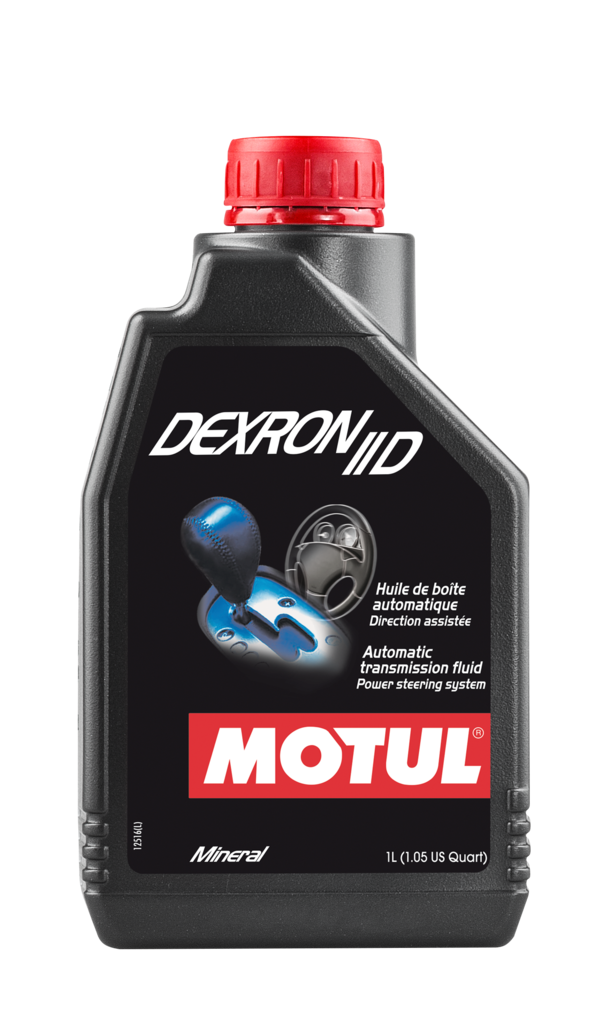 Motul Dexron II-D mineral automatic transmission and power steering fluid in 1-liter bottle, suitable for gearboxes.