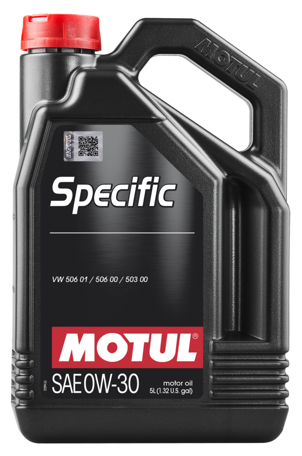 Motul Specific 0W-30 engine oil 5-liter container for VAG 506 01, 506 00, 503 00 vehicles, high-performance motor oil