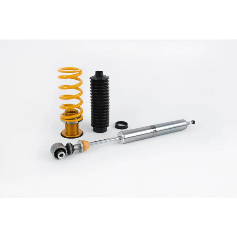 Ohlins Road & Track Coilovers DFV 1-way for Seat Leon Cupra 5F 2012-2020, TUV approved, showing adjustable shock components