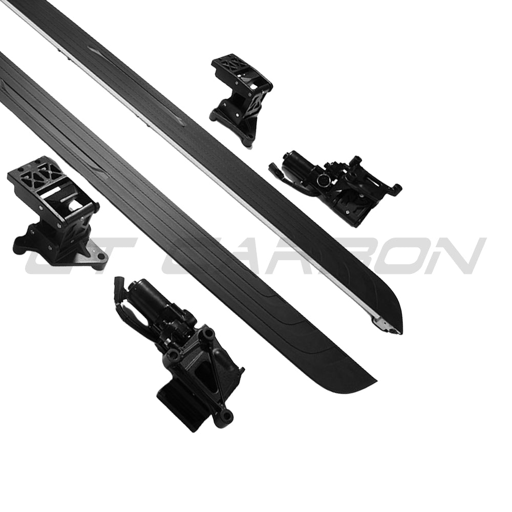 CT Carbon electric fold-out side steps for Range Rover L460 2022+, sleek side skirts with integrated step design.