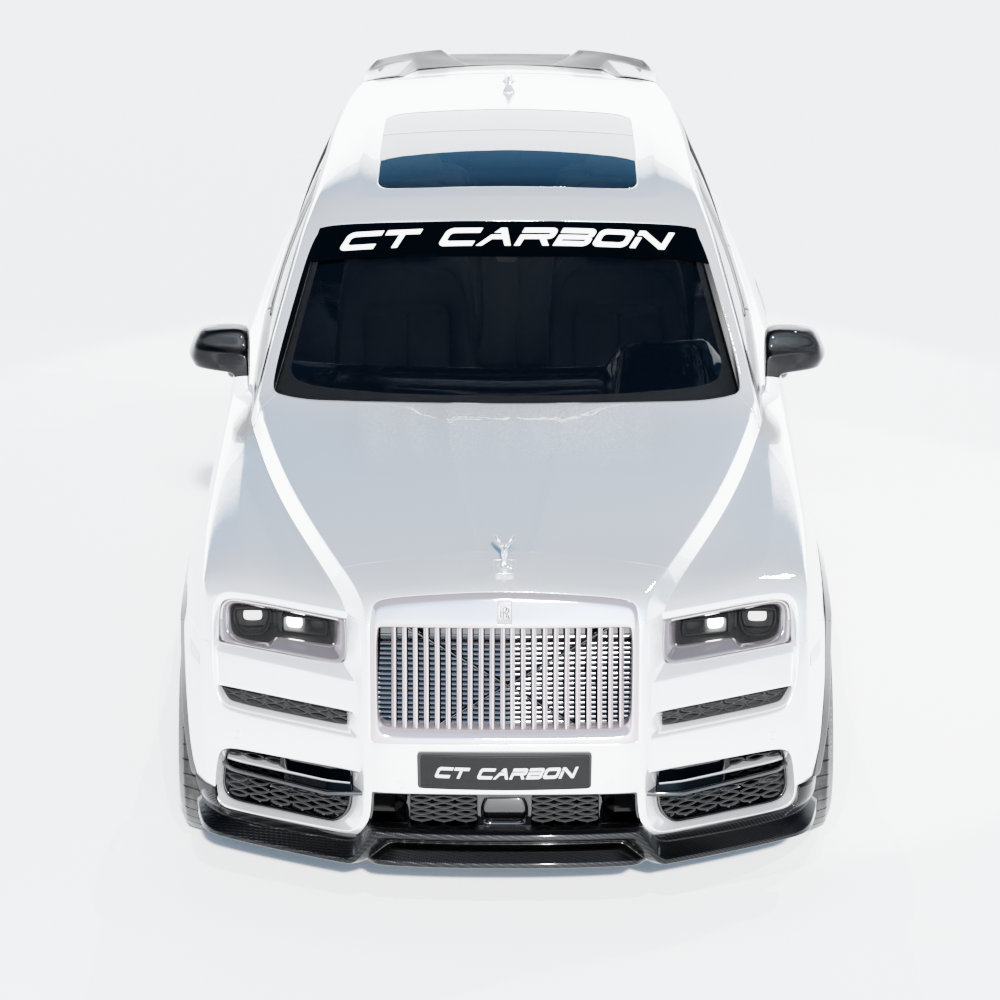 Rolls Royce Cullinan full carbon fibre kit by CT Carbon, showing sleek, lightweight carbon fibre parts on a luxurious SUV.