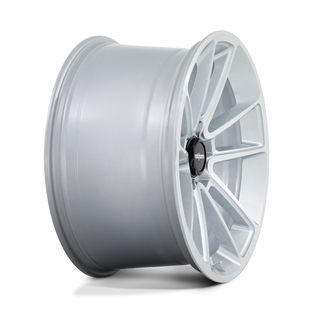 Rotiform BTL wheels, 22x12 inches, gloss silver with machined face, featuring a deep dish design and aggressive stance.