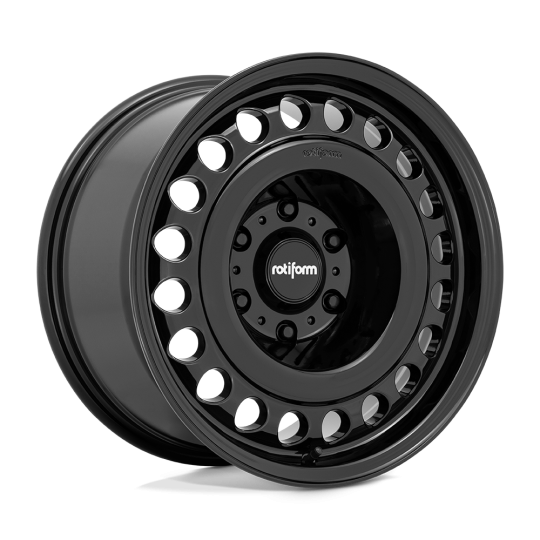Rotiform STL wheels in 17x9 inch size with 6-lug bolt pattern, gloss black finish, designed for sporty vehicle styling.