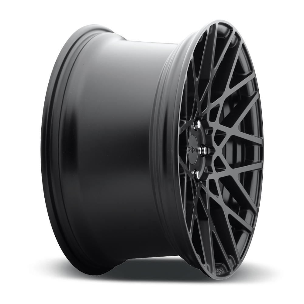 Rotiform BLQ wheels in black and machined silver finish, 19x10 size with a sleek, modern design for car customization.