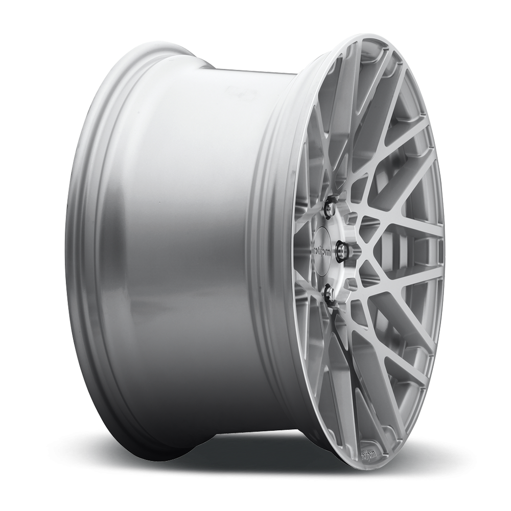 Rotiform BLQ wheels in black and machined silver finish, 19x10 size, featuring a modern multi-spoke design for stylish vehicle enhancement.