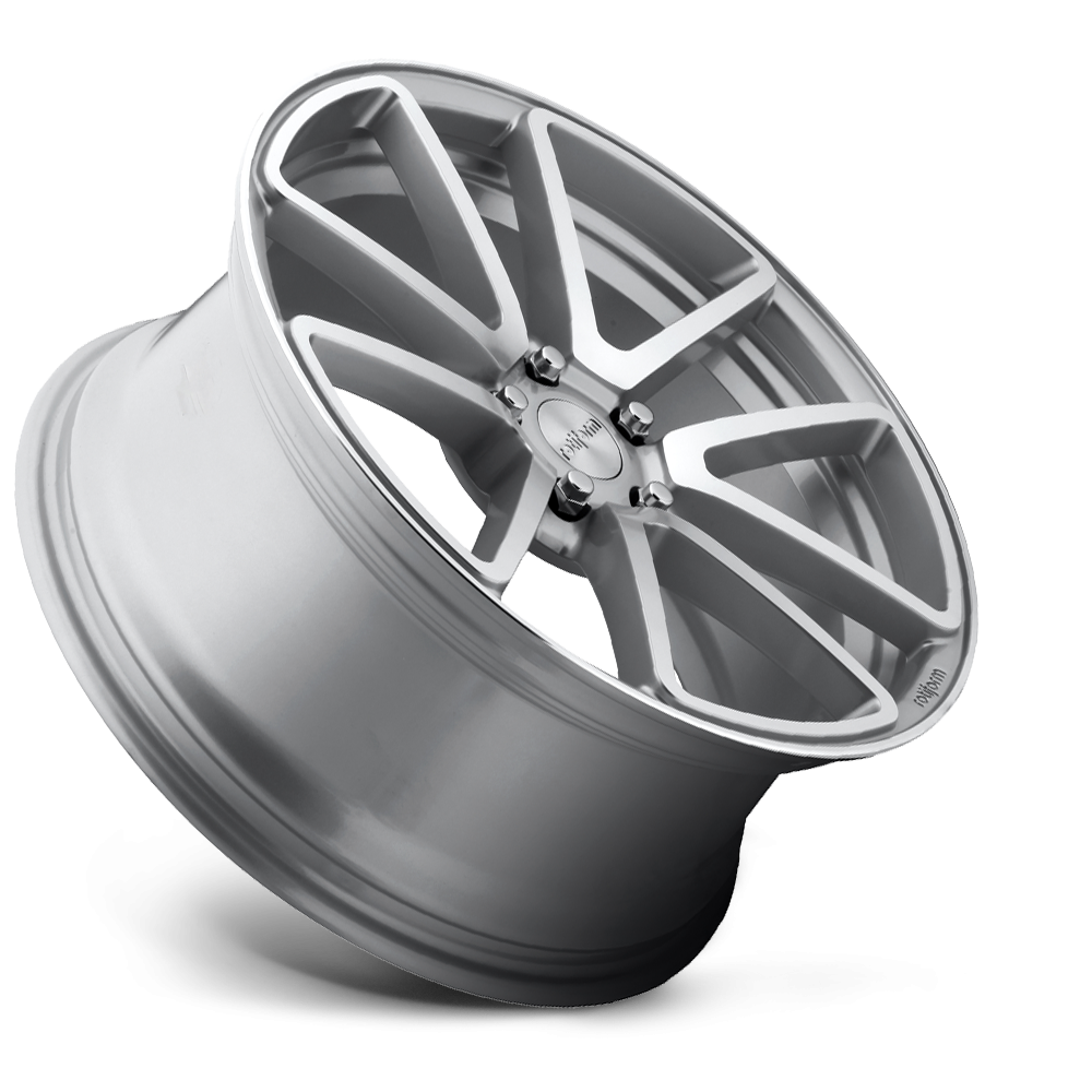 Rotiform SPF wheels in 19x8.5-inch black and machined silver finish, featuring a sleek, modern alloy wheel design.