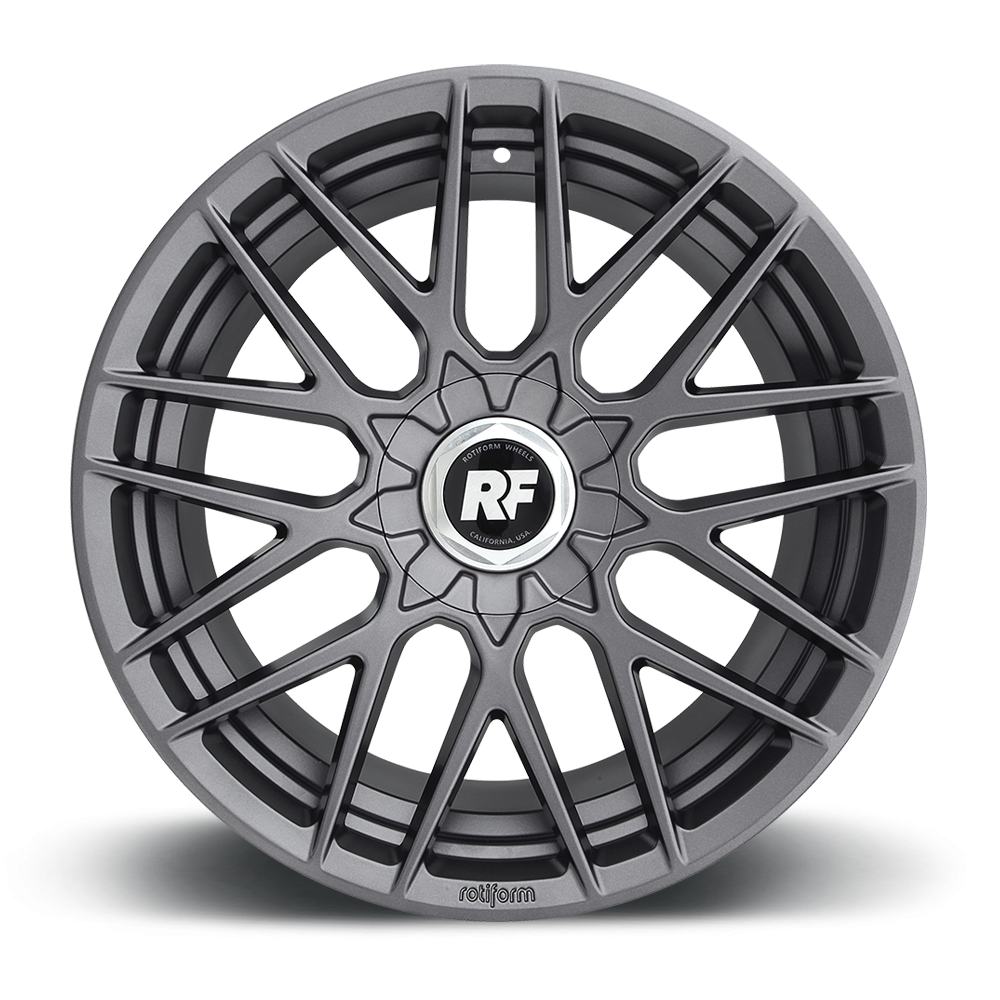 Rotiform RSE wheels in 19x10 with matte anthracite face and silver accents, showcasing their sleek, modern design.