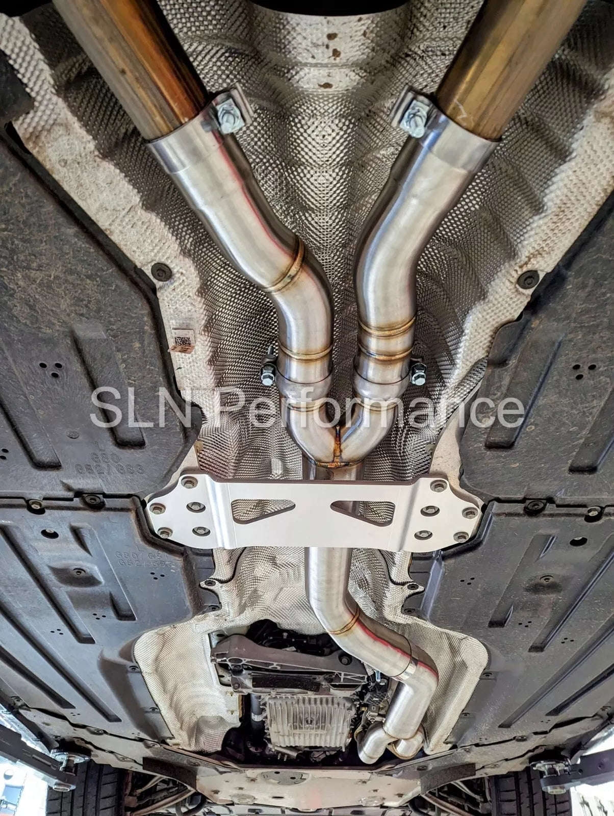 SLN Performance - BMW S58 M3 G80 M4 G82 & X3M X4M LCI Single Mid Pipe with Under-Brace - Nineteen72 Performance