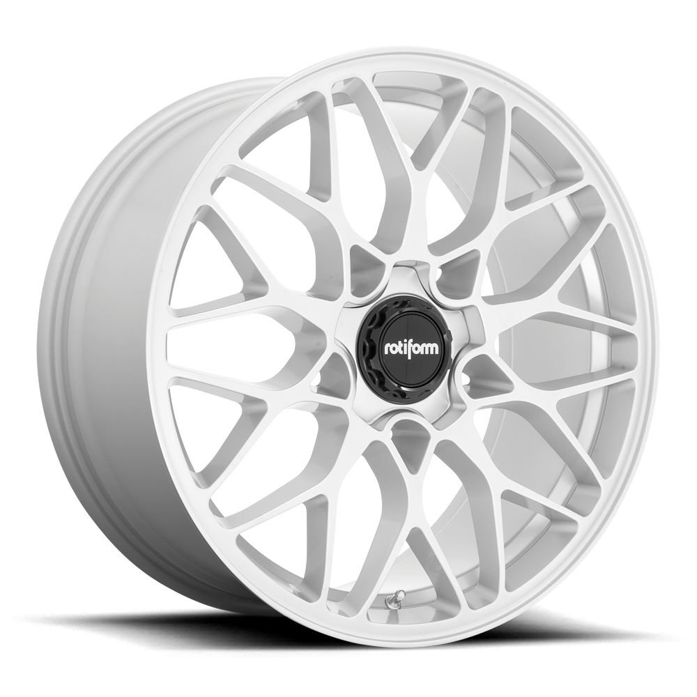 Rotiform SGN wheels in silver finish, 20x9 inches, 5-lug, ET25, showcased from a side angle on a vehicle.