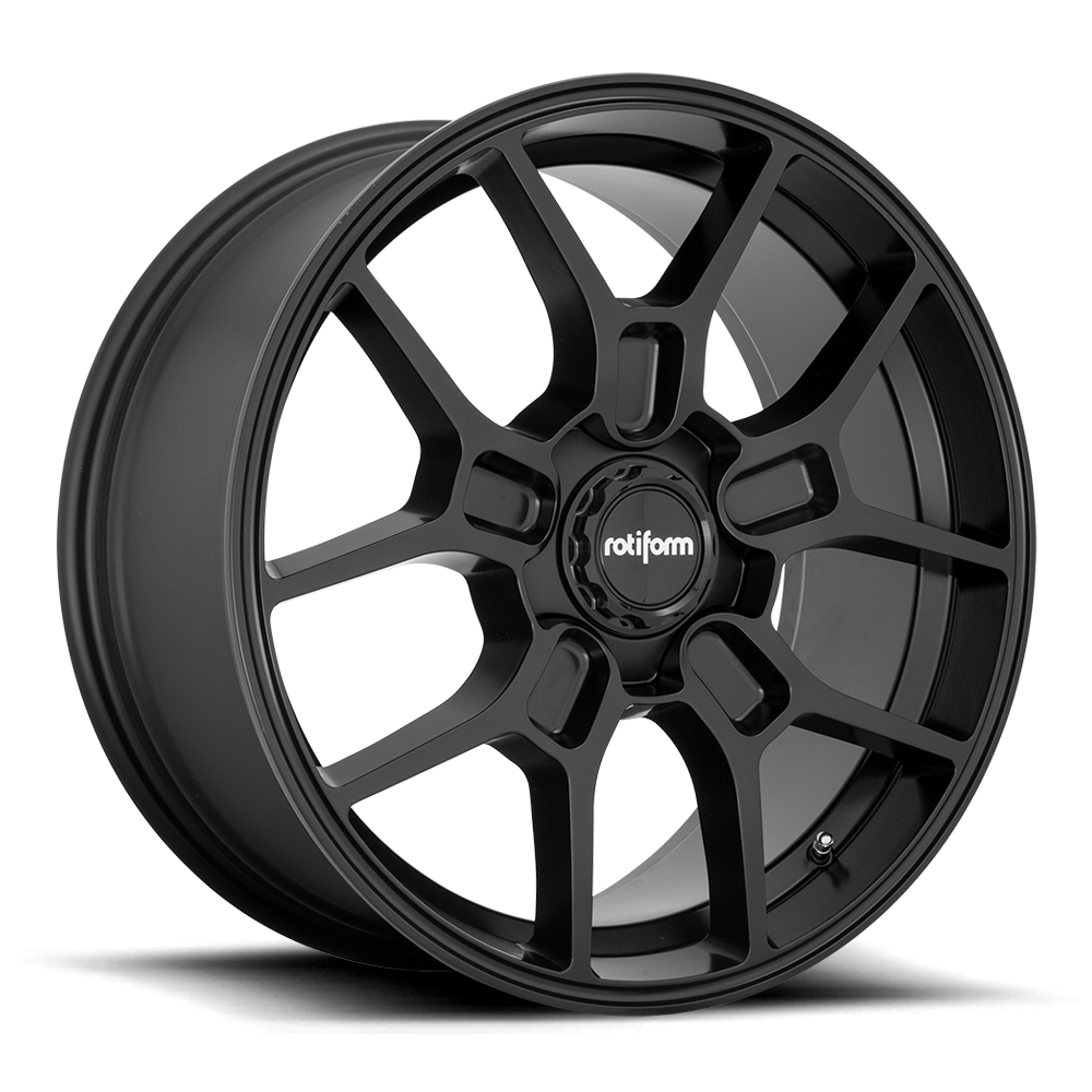Rotiform ZMO black and matte anthracite 19-inch wheels with a sleek multi-spoke design and matte finish.