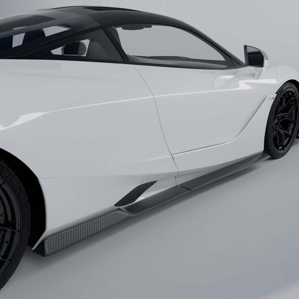 CT Carbon McLaren 750S carbon fiber full kit, showing detailed panels and sleek finish on a high-performance car.