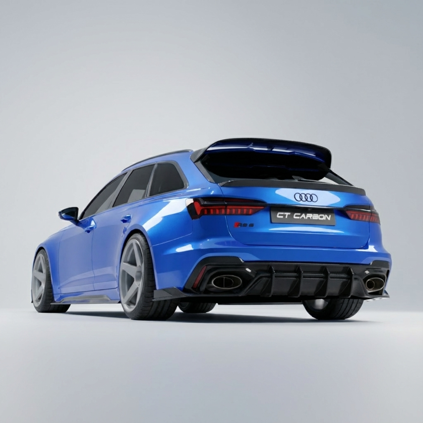 Audi RS6/RS7 C8 Avant carbon fibre side skirts by CT Design V2, showing sleek, textured carbon fibre surface and aerodynamic styling.