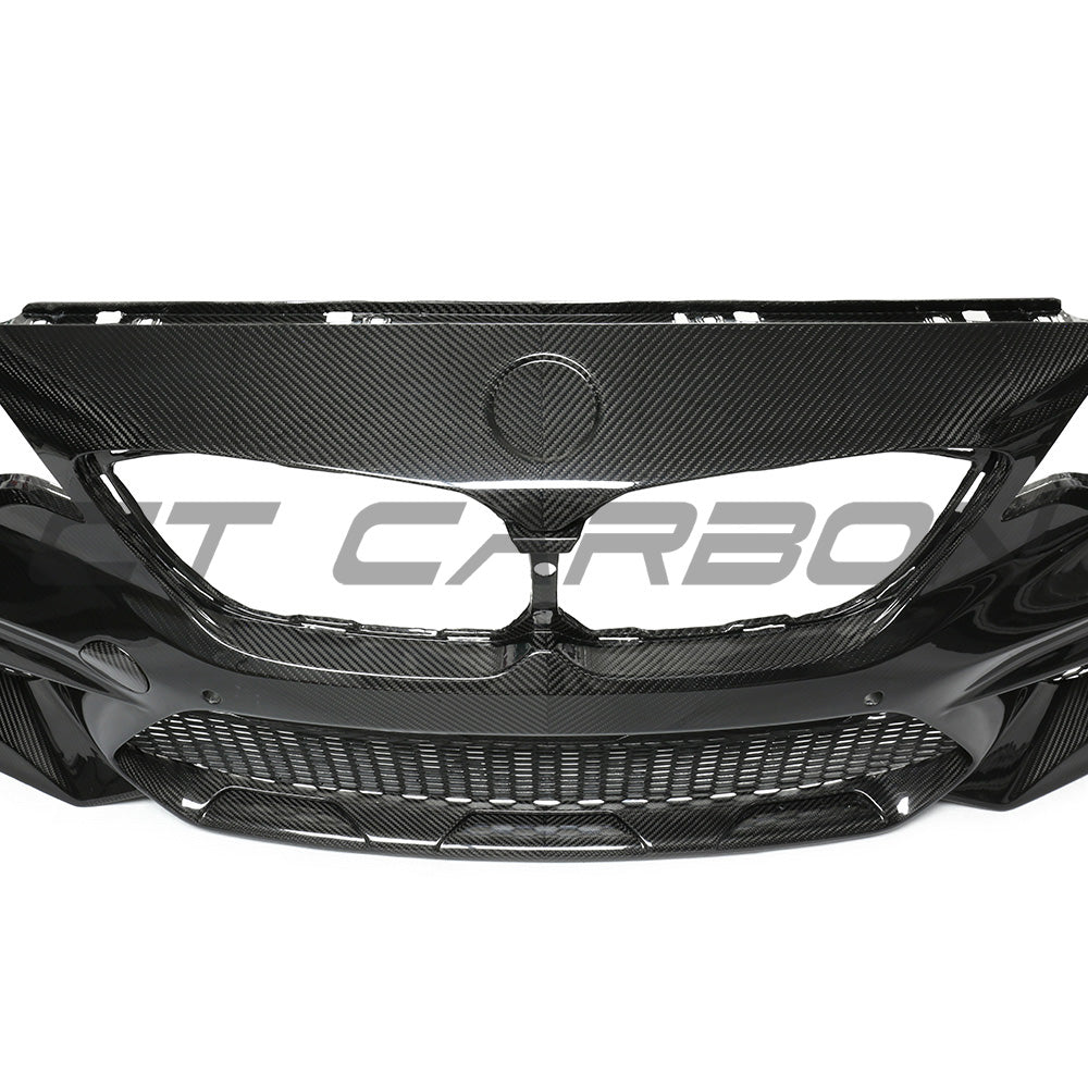 BMW F87 M2C carbon pre-preg fibre front bumper by CT Carbon, showing a sleek, lightweight automotive bumper with detailed carbon fibre texture.