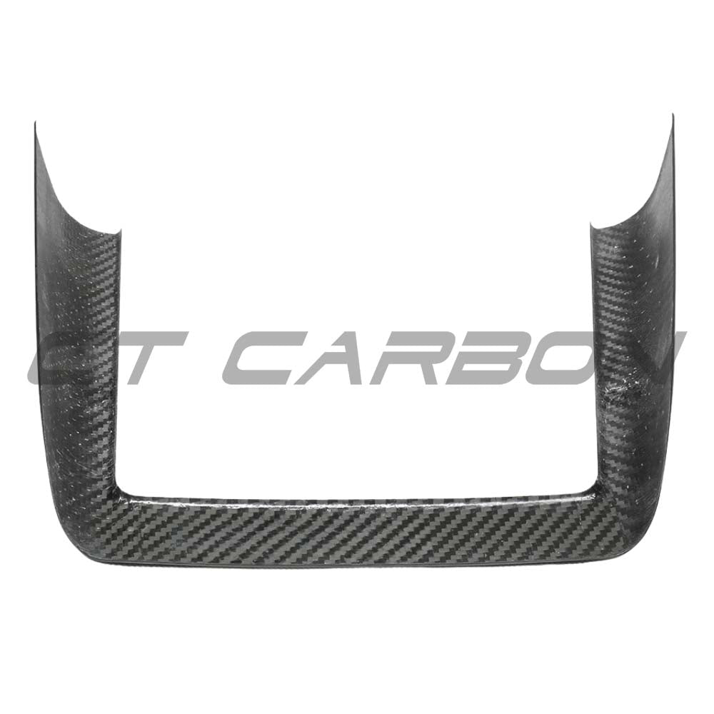 CT Carbon Tesla Model Y 2025+ facelift matte dry carbon wireless charger frame cover, accessory for enhanced vehicle interior.