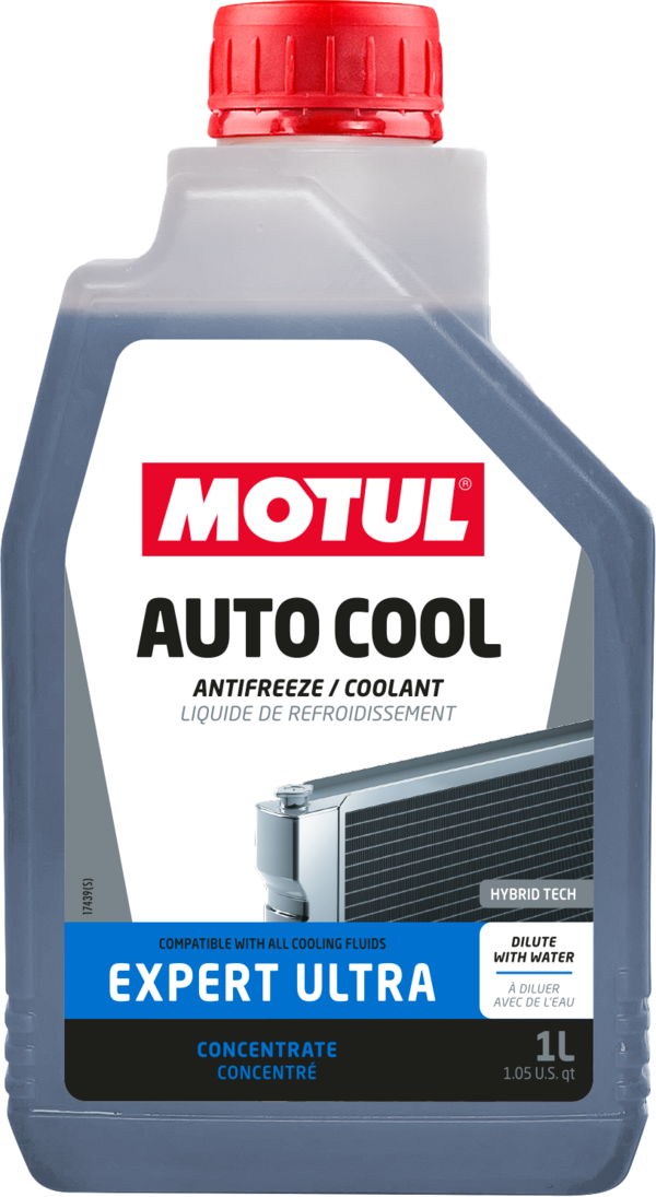 Motul Auto Cool Expert Ultra Antifreeze Coolant in 1-liter container, designed for vehicle cooling systems at -54°C.