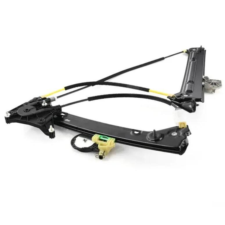 Genuine BMW front right window regulator without motor for F21, F22, F23, F87 M2 models, showing metal and plastic components.