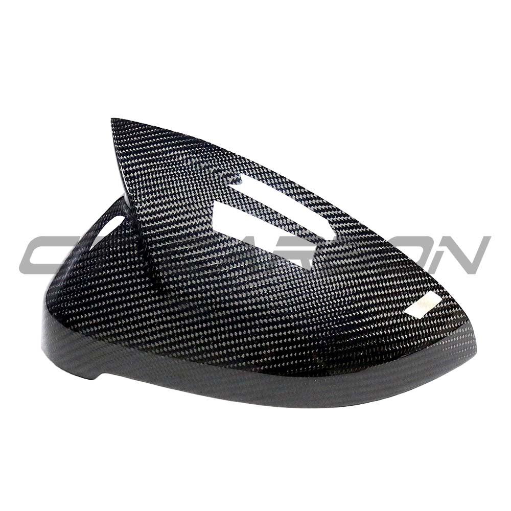 Audi A4 B9 carbon fiber mirror covers by CT Carbon, stylish and sleek exterior mirror accents for 2015-2023 models.