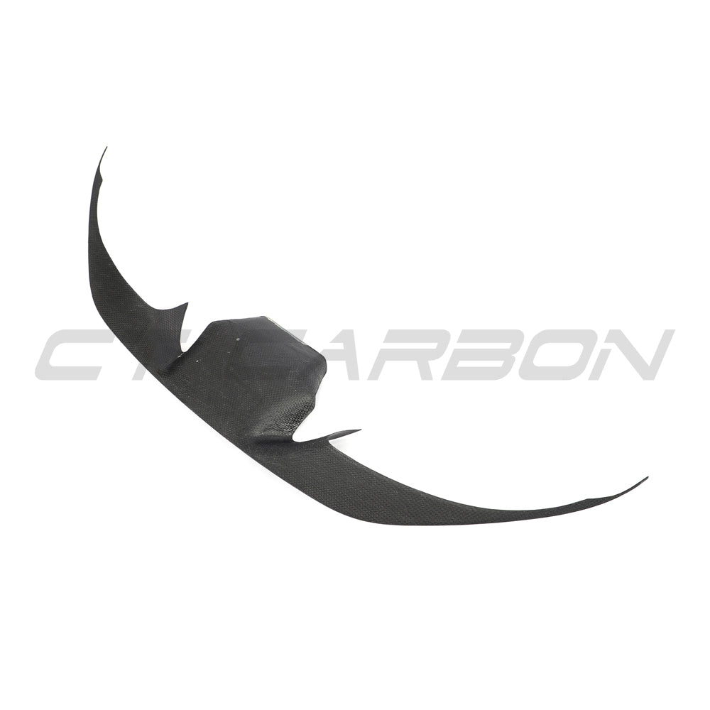 CT Carbon Ferrari F8 2019-2023 front bumper carbon fibre splitter trim showing detailed weave and sleek design.